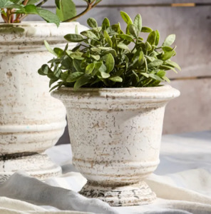 Furniture: Urn Planter Rustic White Small