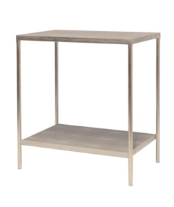 Chairs: CLARENCE Side Table w/Shelf - Taupe Shagreen