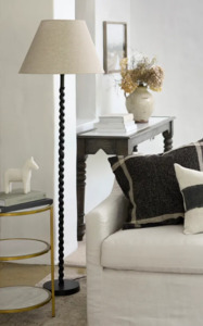 Twist Floor Lamp Base with Linen Shade 40cm