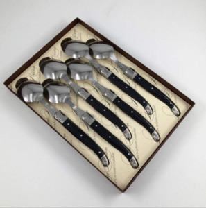 Black Laguiole 6 Dessert Spoons Gift Box