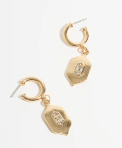 Charm Drop Mini Hoops Gold