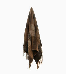 Cushions: Canopy Plaid Tassel Throw - Beige