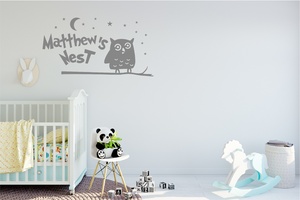 Animals: Wall Decal Owls Nest For Boys - Personalised - Grafix Wall Art
