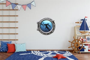 Wall Decal Porthole - Hammerhead - Grafix Wall Art - New Zealand Made