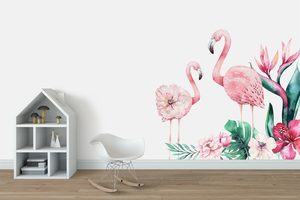 Printed Wall Decals Tropical Flamingos - Grafix Wall Art