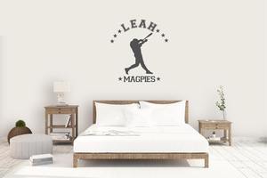 Products: Wall Decal Softball - Personalised - Grafix Wall Art - New Zealand Made