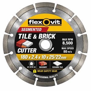 Products: SEGMENTED 180 x 2.4 x 10 x 25/22mm TILE & BRICK CUTTER FLEXOVIT - Grandas