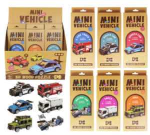 Building Sets: Wooden 3D Puzzle - Mini Vehicle Assortment