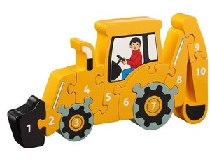Baby Toddler: Lanka Kade Wooden Yellow Digger Number Puzzle