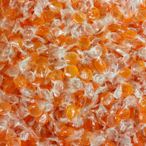 Orange Lollies: Barley Sugars (Wrapped)