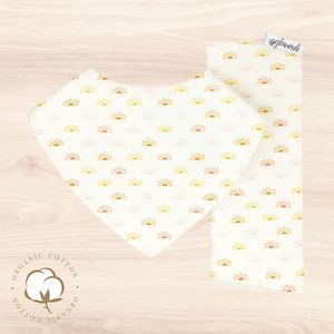 All: Organic Boho Suns Dribble Bib & Boho Suns Burp Cloth