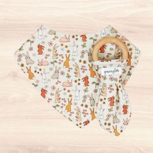 All: Butterflies & Flowers Dribble Bib & Butterflies & Flowers Teething Ring