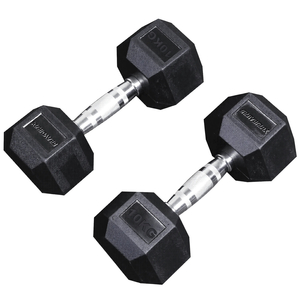 GravoMax 10kg Dumbbell Rubber Hex Strength Training – NZ