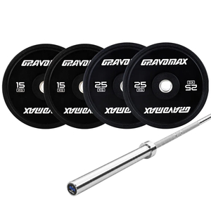 Barbell Set 80kg Bumper Plates with 20kg Bar