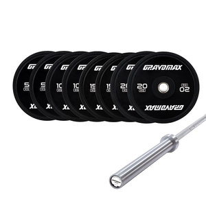 Products: Barbell Set｜100KG Black Bumper Plates with 20KG Bar