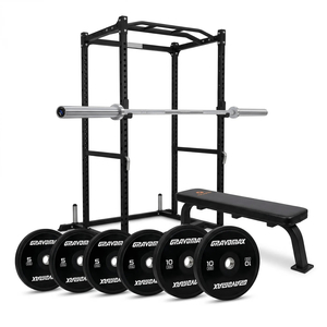 Home Gym Power Cage Package Bench & 60kg Barbell Set