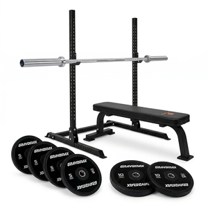 Products: Squat Rack with Flat Bench and 60kg Barbell Set Gravomax Fitness