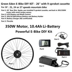 Best Selling: E-Bike DIY Kit - convert 26" mountain bike to EBike, 36V 350W,10.4Ah, Throttle