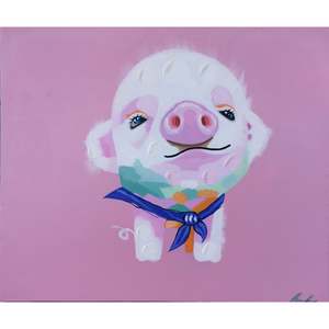 HAND OIL PAINTING 1905B14 - Comic Pig, 60cm x 50cm