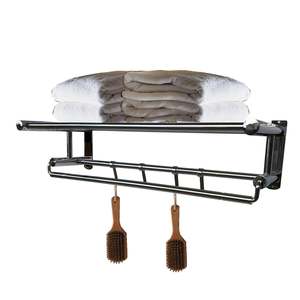 Stainless Steel Towel Rack Shelf Bathroom Bar Hanger - Wall Mount