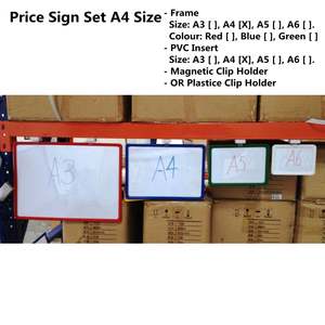 Office Equipment Supplies: Price Sign Set A4 - Poster Frames, Magnetic Clip and PVC Insert