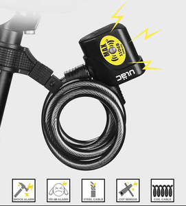 Bike Parts And Accessories: Bicycle Bike Heavy Duty steel cable Security Lock with alarm - 120cm L, 110dB