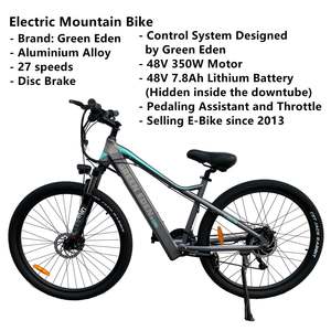 Bikes: Electric Mountain Bike - 27.5", 27 Speeds, Aluminum, 48V Motor, 7.8Ah, Grey/Blue