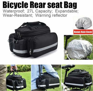 Bike Rear Rack Bag Pannier Shoulder Bag - about 27L, Black