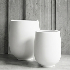 Products: Veneto Paunch Round Fibreglass 40cmx57cm Pot Matte White Greenery Imports NZ