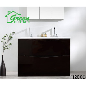 Products: 1200mm Double Basin Dual Drawer Floor Standing Vanity - Glossy Brown - Green Home Bathroom