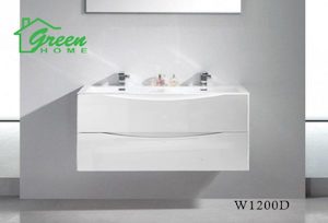 1200mm Double Basin Dual Drawer Wall Hung Vanity - Glossy White - Green Home Bathroom
