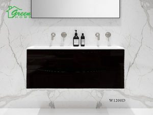 Products: Double Drawers Wall-hung Vanity + Basin 1200D - Double Basin Dark Brown - Green Home Bathroom