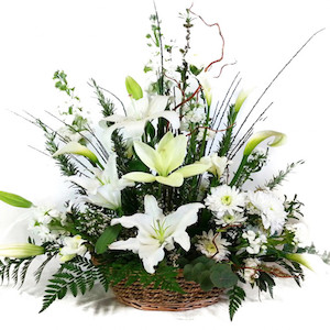 White Lilies Basket