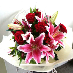 Red Rose and Pink Lily