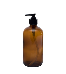 Glass Bottles: 500ml Amber Glass Bottle – with Black Pump Top