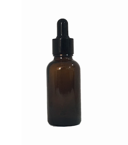 Glass Bottles: 30ml Amber Glass Bottle – with Black Tamper Dropper