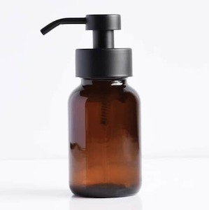Glass Bottles: 250mL Amber Glass Hand Soap Bottle with Foaming Dispenser