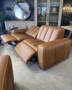 New Arrivals: Detroit Brown Leather Electric Recliner Sofa - Vintage Tan