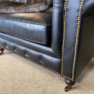 Leather Sofas And Lounge Suites: Belmont Leather Chesterfield 2 Seater Sofa - Aged Black