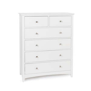 Casey White Bedroom Drawers - 6 Drawer