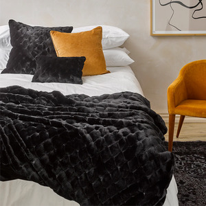 Heirloom NZ Made Faux Fur Throw - 150x180cm - Valentina Black
