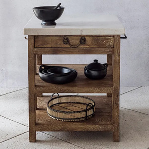 Lars Marble Kitchen Island - Natural - Small