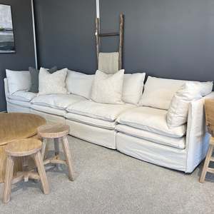 Sofas Lounge Suites Corner Lounge Suites: Laguna Slipcover Sectional Sofa - 4 Seater