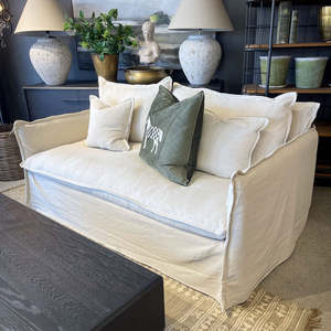 Sofas Lounge Suites Corner Lounge Suites: Malibu 2.5 Seater Linen Slipcover Sofa - Natural