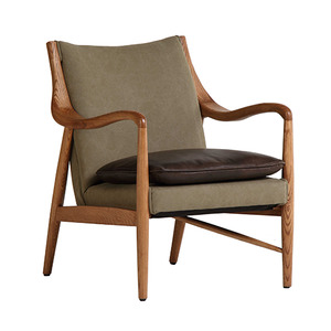 Premium Leather Collection: Juniper Armchair - Olive Canvas & Leather