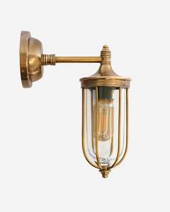 Lighting Wall Lights: Outdoor IP54 Cage Wall Light in Antique Brass