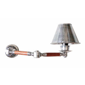 Lighting Wall Lights: Wood Detail Wall Lamp with Pewter Style Shade