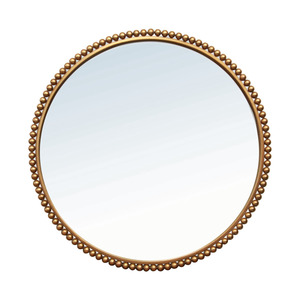 Mirrors 1: Beaded Round Mirror in Gold Finish - 69cm