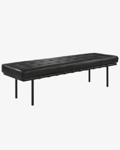 Bedroom Furniture: Artwood Princetown Leather Bench - Mountain Black