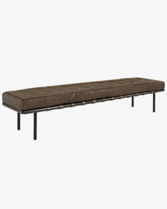 Artwood Princetown Leather Bench - Chocolate Brown